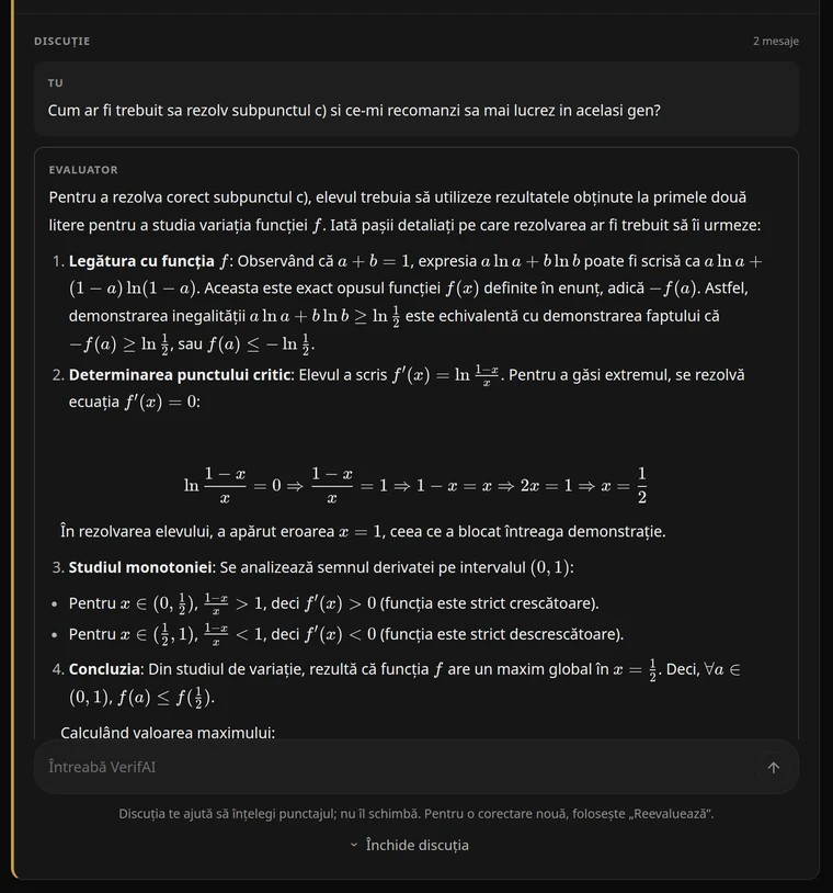 Întrebare pusă evaluatorului despre un subpunct