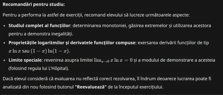 Recomandări de studiu, pornite din lucrarea elevului